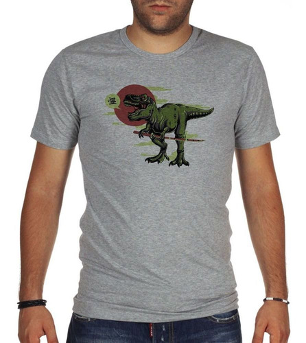 Remera De Hombre Dinosaurio Con Un Sable Sangre Art