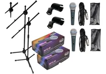 Comprar Combo  2 Micrófono Ms58 + 2 Pie Jirafa + Cable Canon+soporte