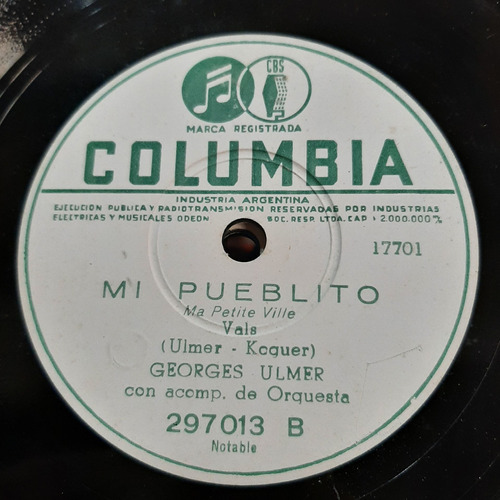 Pasta Georges Ulmer Acomp Orquesta Columbia C414