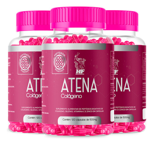 3x Atena Colageno 500mg 120cps Hf Suplements