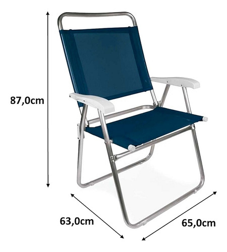Mor Oversize cadeira de praia alumínio até 140kg cor azul