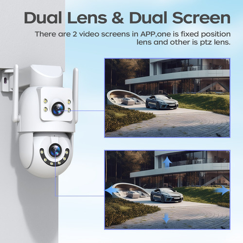 3pcs Cámara De Seguridad Lente Doble Ptz 6mp Wifi Nocturna