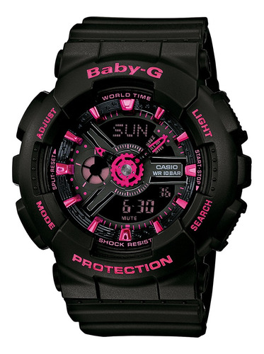 Reloj Baby-g Ba-111-1adr En Resina Mujer Color de la correa Negro Color del fondo Negro