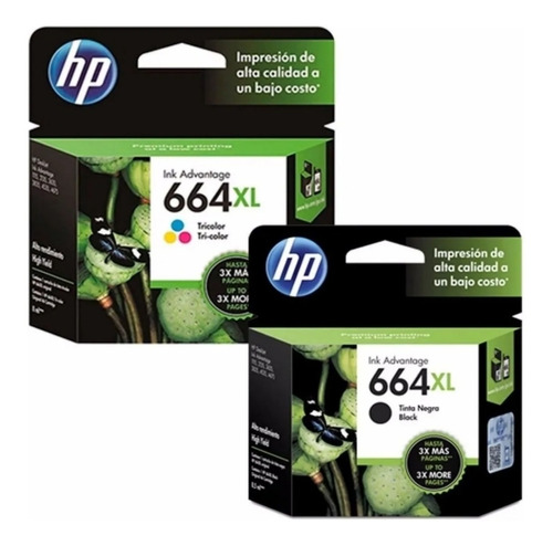 Pack Tinta Hp 664 Xl Color + Negro