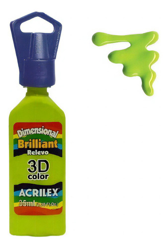 Tinta Alto Relevo Acrílica 35ml 3d Acrilex Cor Maça Verde- 802