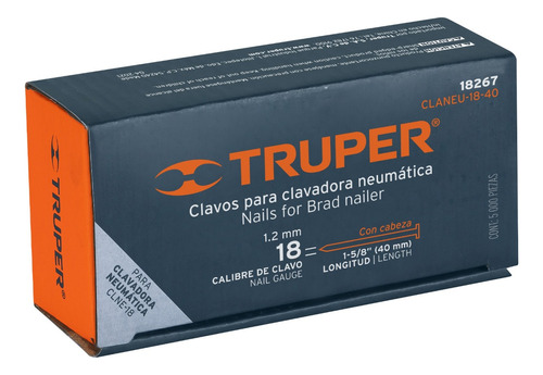 Clavos Para Clavadora Neumática Cal 18 1 5/8 Truper