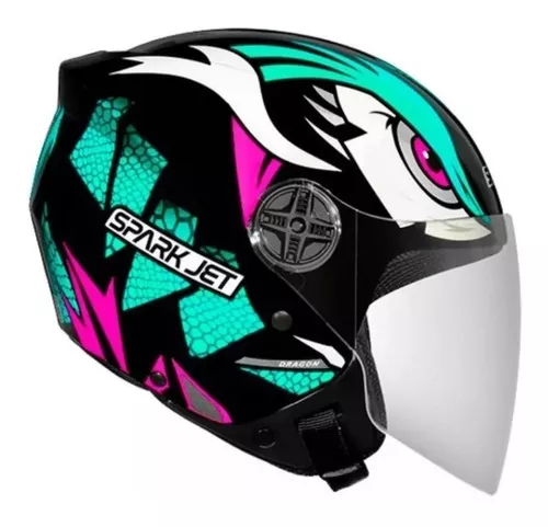 Capacete Aberto Ebf Spark Jet Dragon Preto Fosco Tifany Cor Preto  Fosco/Tifany Tamanho do capacete 56