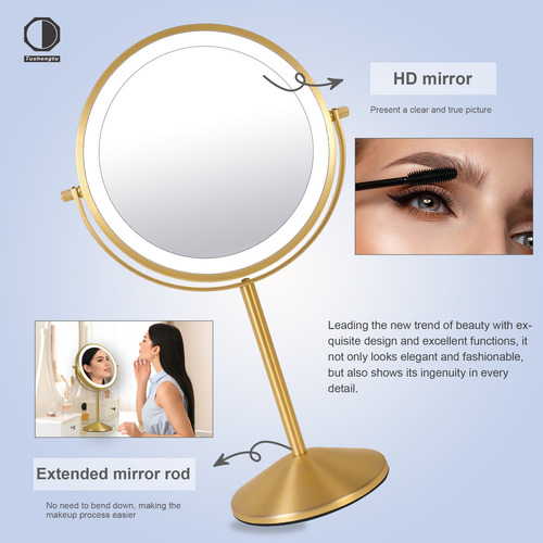 Espejo De Maquillaje Led De Escritorio 8in 1x &10x Agrandar