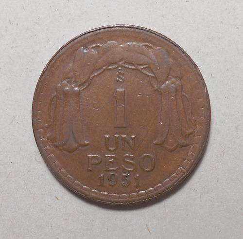 Chile 1 Peso 1951 - O'higgins - Km#179 - Excelente Color 