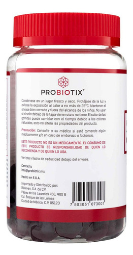 Probiotix Probióticos + Prebióticos Gummies 60 Gomitas Sin Sabor