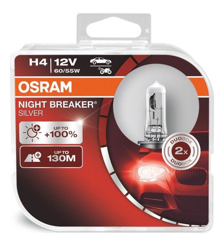 Par Lâmpada H4 Osram Night Breaker Silver Original 100% +luz