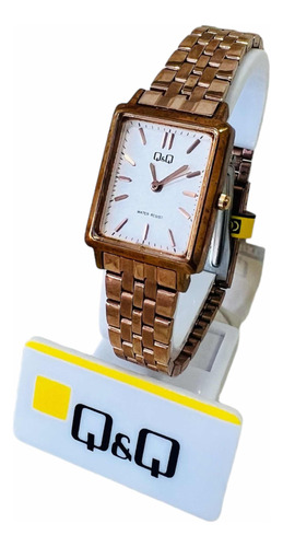 Reloj De Dama Dorado Pantalla Rectangular, Metal , Q&q