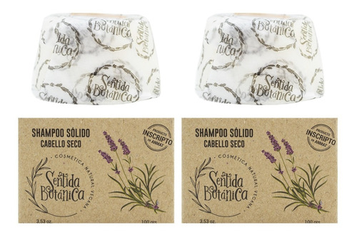 Sentida Botánica Kit X2 Shampoo Solido Cabello Seco Vegano 
