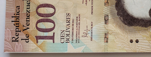 Billete Venezuela 100 Bolívares Febrero 2011 G8 Unc Error