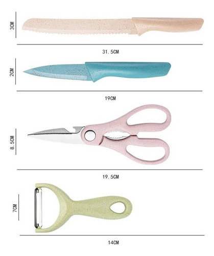 Juego Set Cuchillos Cocina X 6 Piezas Colores