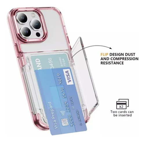 B / Funda Transparente For iPhone Con Tarjetero