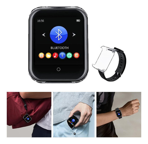 Reloj inteligente Ruizu M8 de 32 GB, Mp3 Touch, Bluetooth FM, funda de color negro con correa de color negro