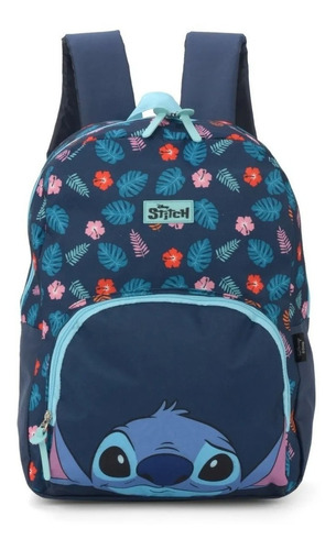 Mochila De Costas Escolar Stitch Disney - Luxcel Cor Azul Estampada