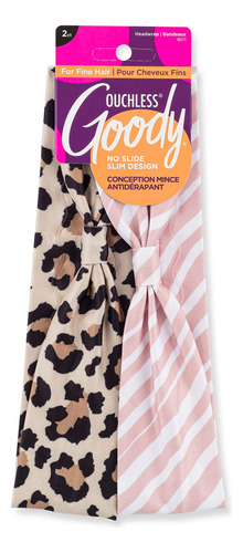 Headwraps Goody De Perfil Bajo Para Cabello Fino, 2 Guepardo