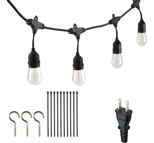 Led Guirnalda De Luces 12+2 Focos Exterior Impermeable 7.5m Luces Blanco