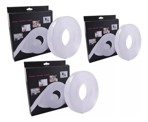 3x Cinta Doble Contacto Nano Tape Cinta Adhesiva Baño