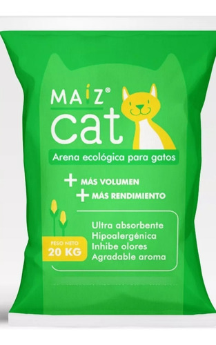 Maíz Cat 20kg -  Arena Ecológica Para Gatos - Inhibe Olores
