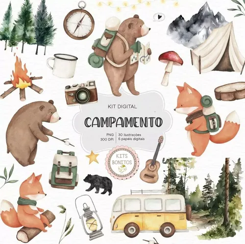 comprar Kit Clipart Imagenes Png Animales Bosque Campamento