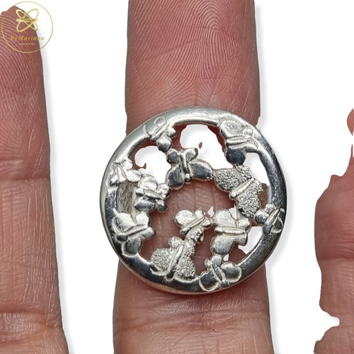 Imagen 4 de 8 de Anillo Plata Redondo Con Mariposas Caladas