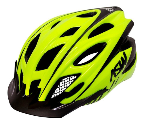 Capacete Asw Bike Active Amarelo Fluor Luz Pisca Led Tam M