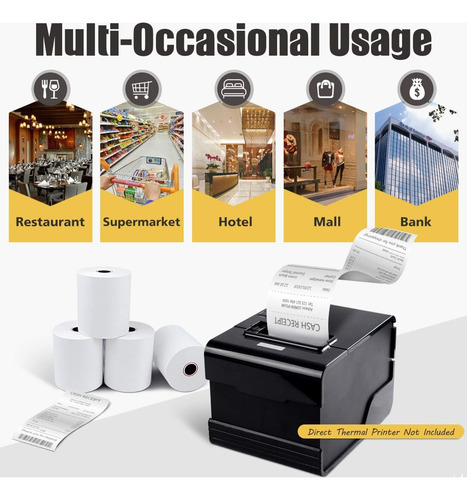 Pack X5 Rollos De Papel Termico 80x80 Papel Termico Impresor