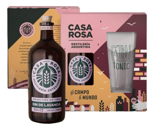 Gin Casa Rosa Gift Pack Lavanda 500 mL en caja