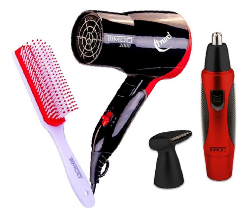 Secadora Cabello Plegable Trimmer Y Cepillo Kit Viaje Timco