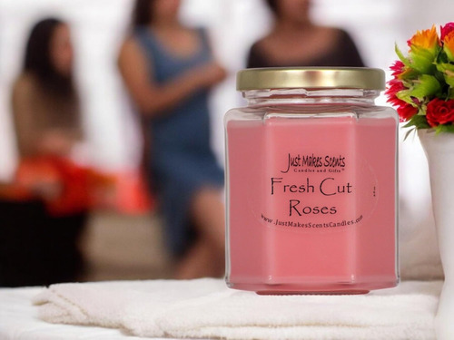 Vela De Soya Mezclada Con Rosas Frescas De Corte De Corte Po