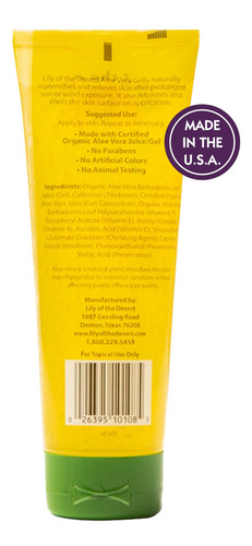 Crema Hidratante Lily Of The Desert Gelly 99% De Aloe Vera O