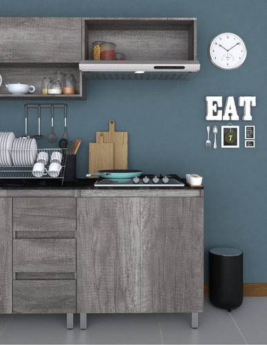 Cocina Integral Completa Decomobil Con Parrilla Y Campana Color Lombardia