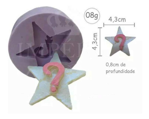 Molde Forma Silicone Vela Estrelinha Interrogação