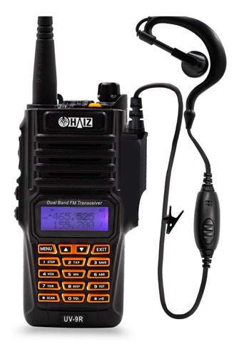 Rádio Comunicador Uv9r Haiz 10w Resistente À Água Poeira Cor Preto