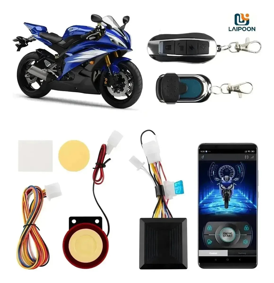 Alarma Antirrobo para Moto NINOLAND con Bluetooth y Encendido a Distancia