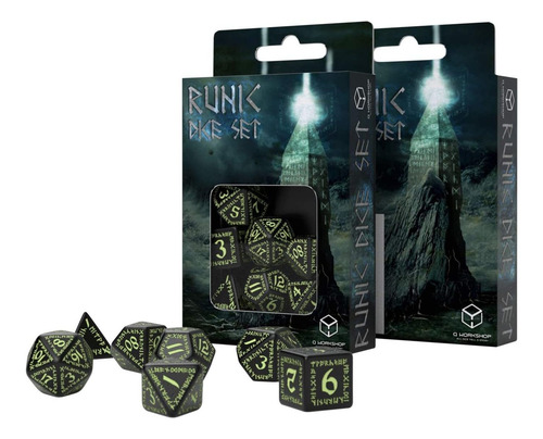 Runic Black-glow-in-the-dark Dados Set