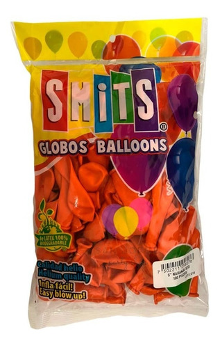 Globos Smits #5 C/100 Estandar Colores Smi1x1 Color Naranja