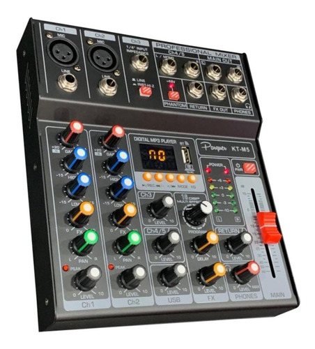 Consola Parquer 5 Ch Usb Bt Grabacion Efectos Xlr Phantom 