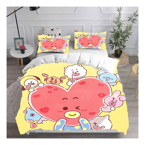 Juego De Colchas Bt21 Tata Cooky Rj, Tamaño Doble 1