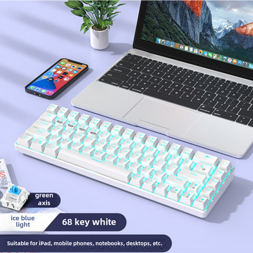 Teclado Mecânico De Eixo Verde Branco Branco E Verde De 68 T