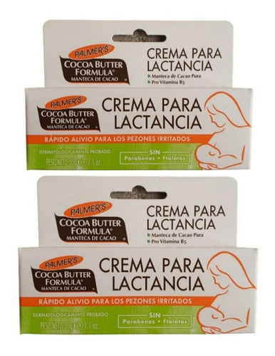 Palmers 2 Crema Lactancia Manteca De Cacao Pezones Irritado 