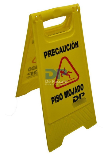 Cartel de precaución piso mojado