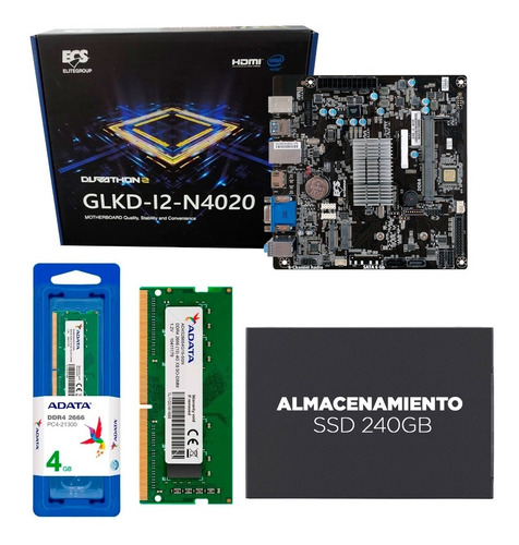 Kit Actualización Tarjeta Madre + Celeron + Ram 4 Gb Ssd 240