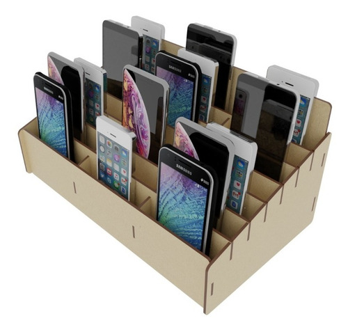 Imagen 4 de 8 de Organizador Exhibidor Caja Mdf Para 21 Teléfono Celular