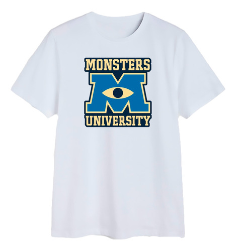 Polera Monster Inc Disney University Cartoon Logo Algodon