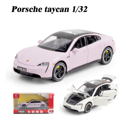 Porsche Taycan Miniatura Metal Coche Con Luces Y Sonido 1/32