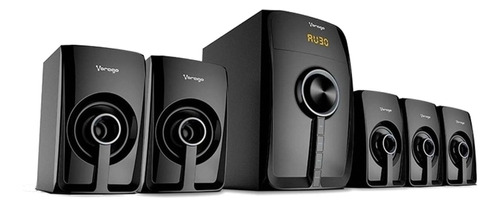 Vorago SPB-500 Home Theater Sistema de audio 5.1, negro, sonido envolvente, lector USB y SD, conector 3.5 mm y RCA 110V - 120V